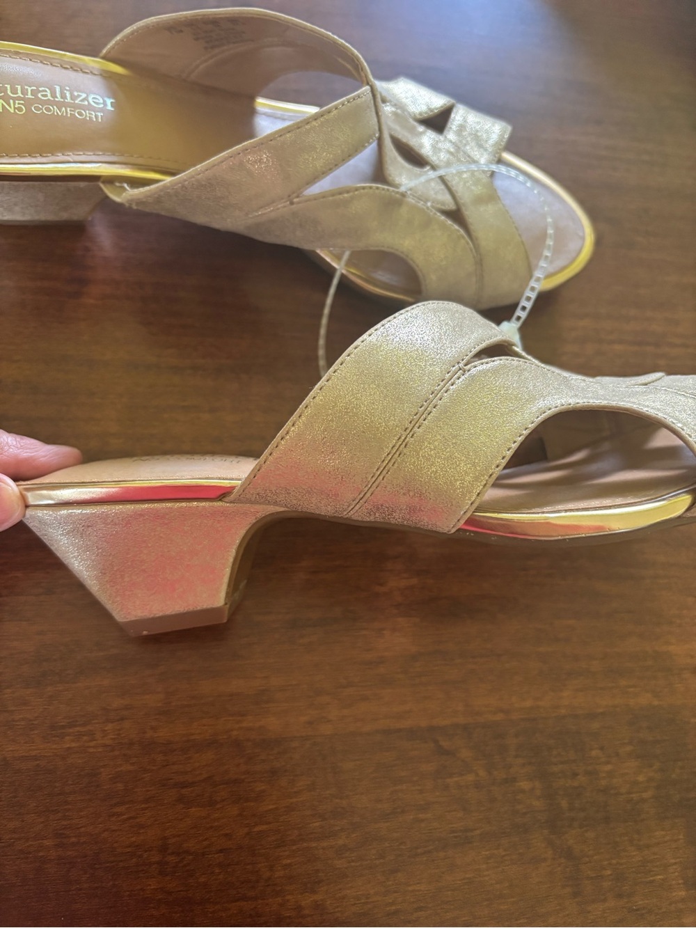 Naturalizer Metallic Gold Crisscross Mule Sandals - Picture 4 of 4